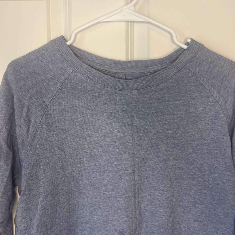 Athleta Sweatshirt Womens M Blue Farallon Terry Pullover Sweats Crewneck Beachy - Picture 6 of 9